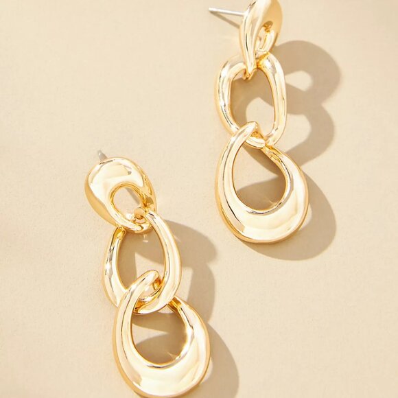 Anthropologie Jewelry - Anthropologie Triple Link Gold Drop Earrings/NWT